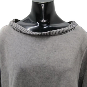 NEW AMICII BY BACI Womens Sweatshirt Dark Gray Size XS Knit Collar Flared